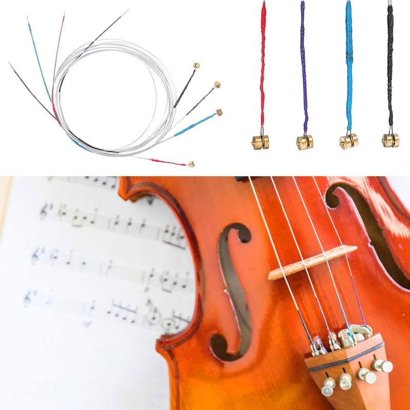 Telooco 8 Pcs Violin Strings 4/4 Full Set, Universal Steel Core Dominant Violin Strings with Copper-Plated Ball End for Instruments 4/4 3/4 1/2 1/4 Violins - Image 3